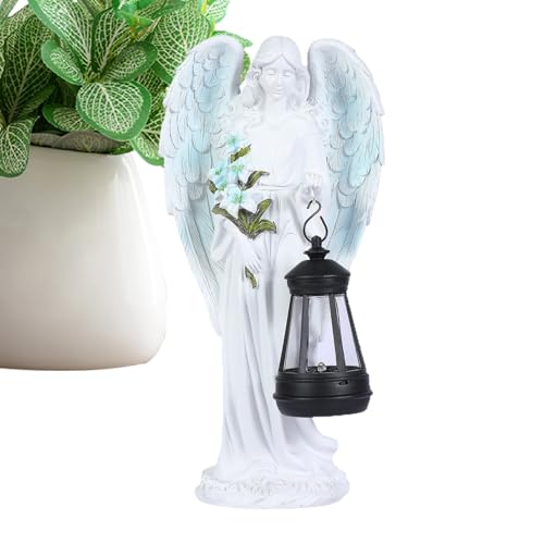 Angelo solare, piccola figura paesaggistica in resina, resistente alle intemperie, statua di angelo per Natale, cortile, tomba, cortile, passerella, paesaggistica, patio, portico