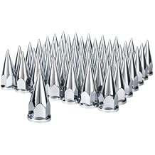 United Pacific 10570CB Wheel Lug Nut Cover Set, 33mm x 4 7/8", Chrome, Plastic, Super Spike, Push-On Style