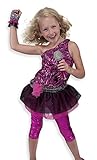 Melissa & Doug Rock Star Role Play Costume Set (4 pcs) - Includes Zebra-Print Dress, Microphone