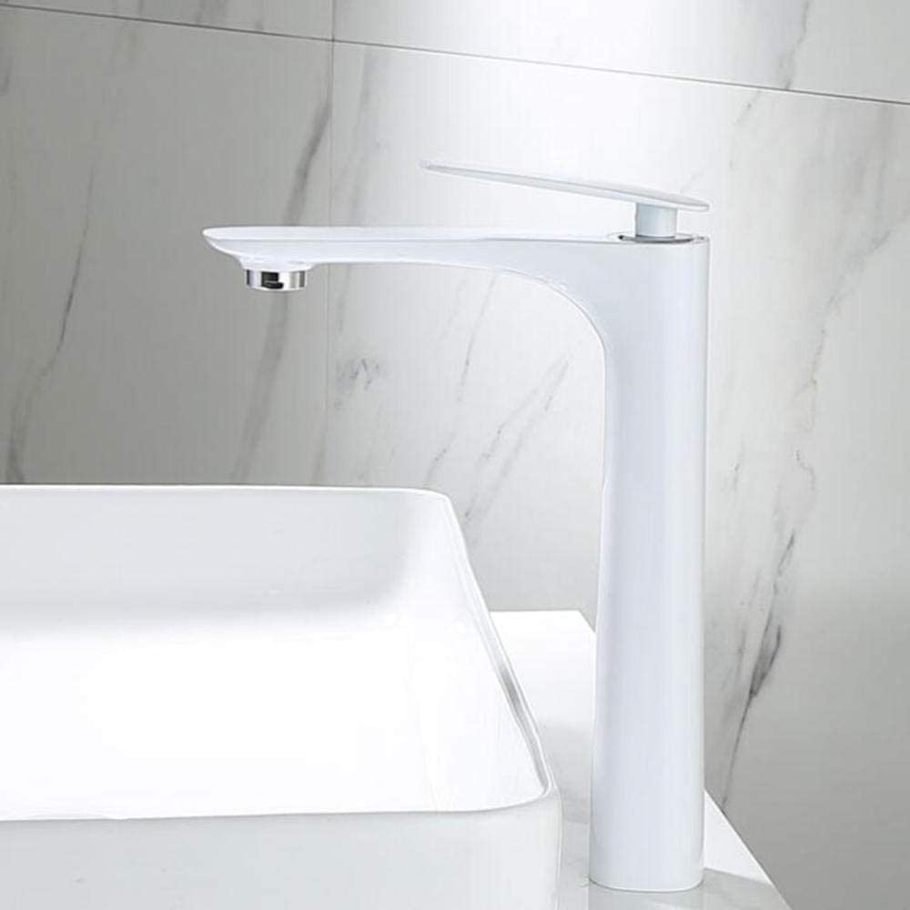Robinet mitigeur de lavabo haut en laiton blanc monocommande eau chaude froide