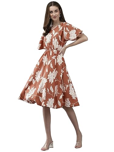 Image of Aarika Women's Crepe Fit and Flare Knee-Length Dress
