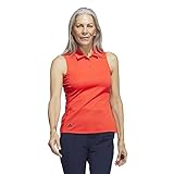 adidas Womens Texture Sleeveless Golf Polo Shirt, Bright red, Medium