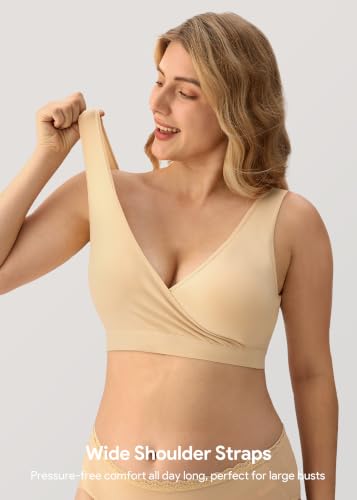 Image of HBselect Nursing Bras for Breastfeeding, Maternity Nursing Sleep Bra Wireless Pregnancy Sleep Bralette 3 /5 Pack
