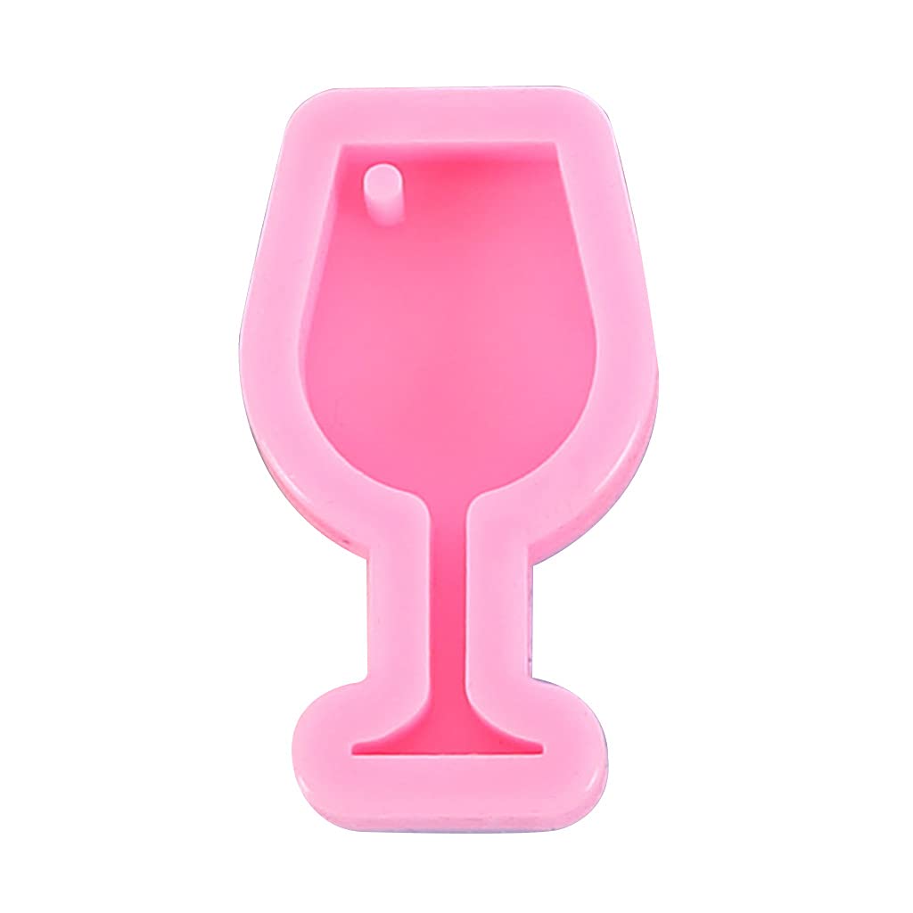 NIHENHAO Wine Glass Keychain Resin Mold Pendant Silicone Mould Handmade Glossy Wine Cup Keychain Decoration Mold