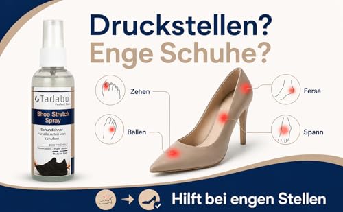 Tadabo Shoe Stretch 100 ml | Schuhdehner Spray für Leder & Wildleder | Enge Schuhe weiten | ECO-Formel | Made in Italy