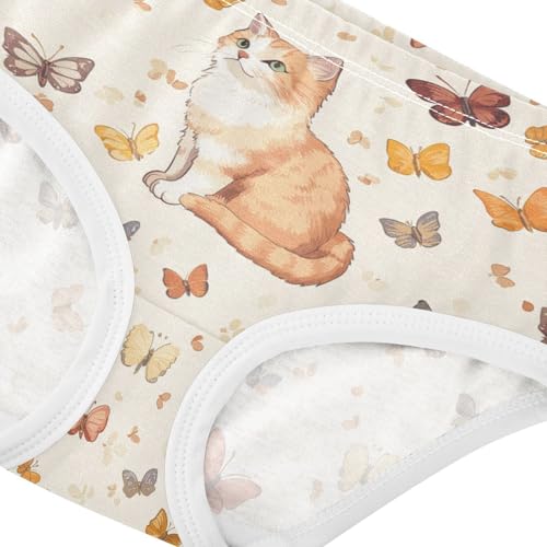 ZZKKO Country Cat and Butterflies Girls Underwear Toddler Panties for Girls Comfort Brief Size 2T-8Y3