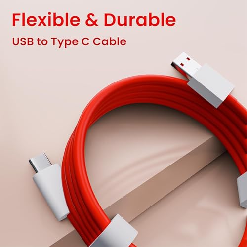 Image of 100W USB-A to Type-C Fast Charging Cable for OnePlus - Original 1M Warp Charge Red Wire with One Plus 13,13r,12,12r,11,11r,10,10r,10t,10pro,9,9rt,9r,9pro,8,8t,7t,7pro,Nord CE3 lite,CE2