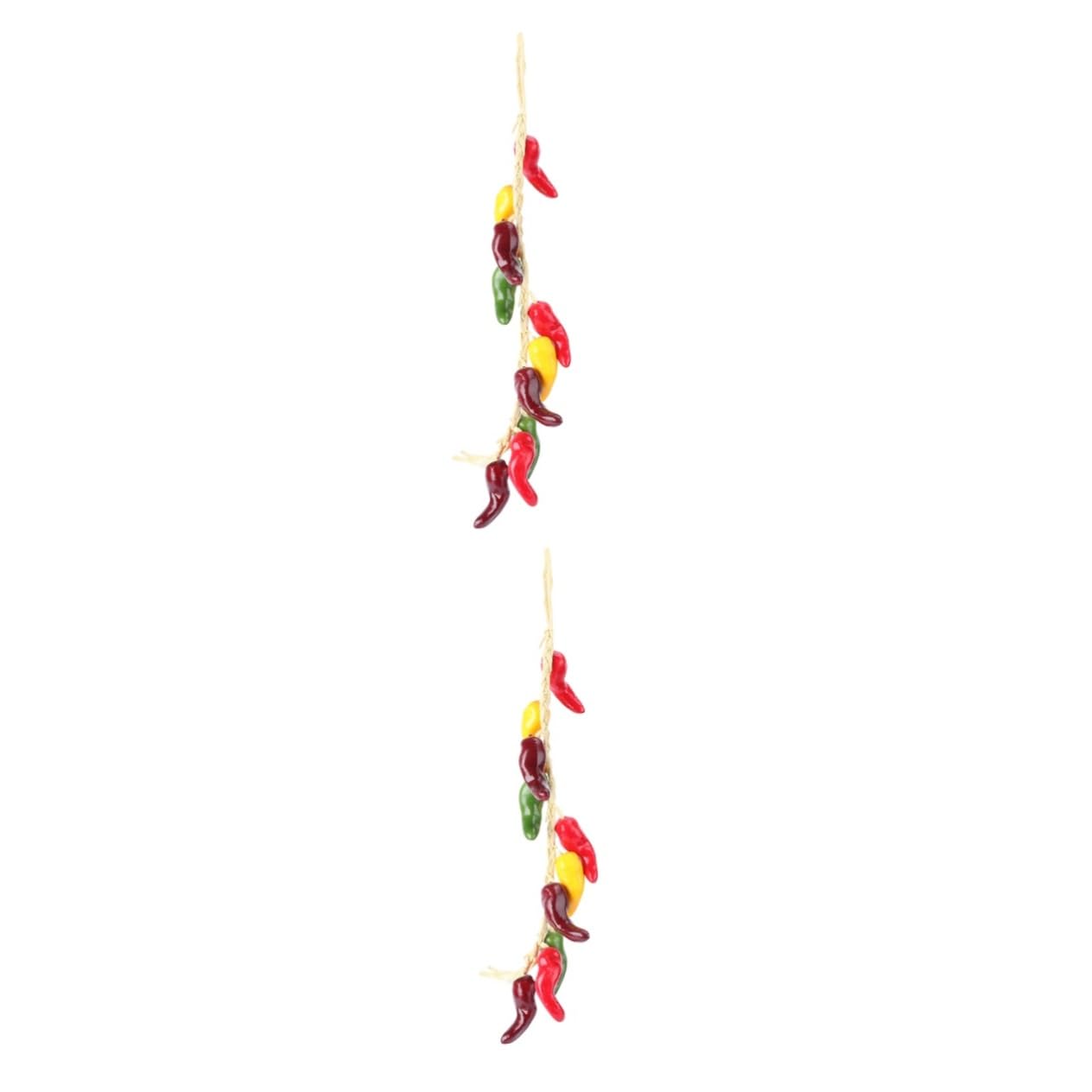 Amosfun 2 Pcs Fake Chili Skewers Mini Decor Wall Hooks Decorative Fake Red Pepper Miniture Decoration Garden Vegetable Decorations Christmas Ornaments Mini Wreath Corn Foam Charm