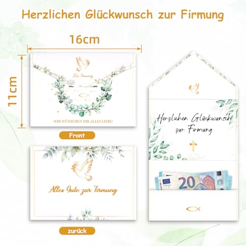 WenmthG Geldgeschenk Firmung Verpackung – Firmungskarte Geschenke für Mädchen & Jungen, Glückwunschkarte zur Firmung, Geldgeschenk Umschlag 16 × 11 cm