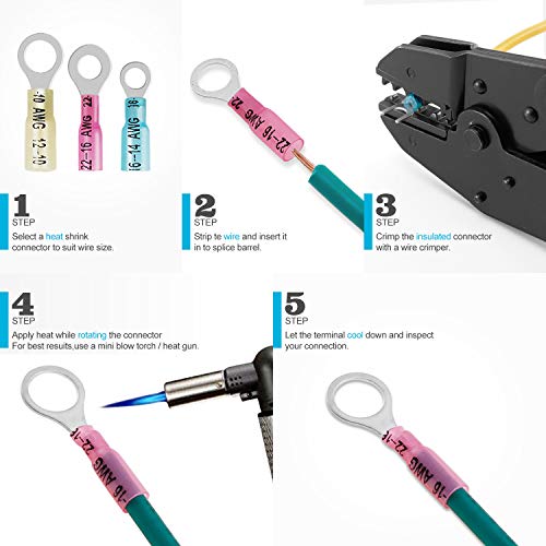 image for Kuject 255PCS Heat Shrink Wire Connectors, Waterproof Electrical Crimp