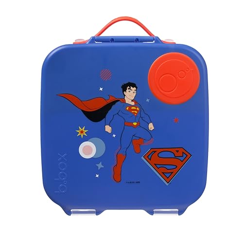 Image of b.box Superman Lunch Box for Big Eaters All Ages - 8.5 Cup Leak Proof Bento Box with 4 Compartments, School Lunch Container with Ice Pack, Dishwasher Safe, BPA-Free, PFAS-Free