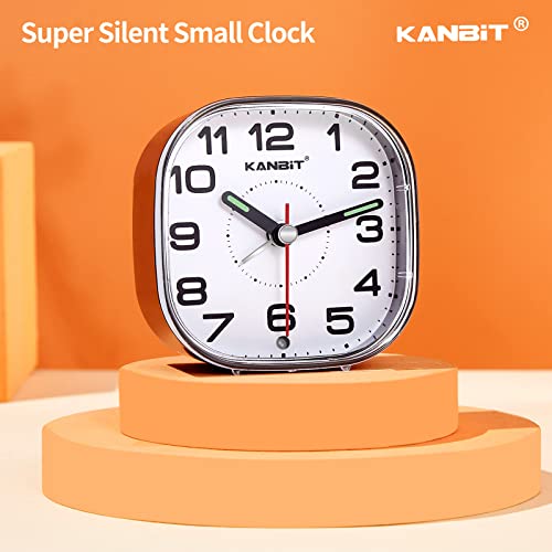 Kanbit Small Travel Alarm Clock Battery Operated Silent No Ticking Beep Sounds Loud Analog Alarm Clock With Snooze & Light, Easy To Set Desk Clock For Bedroom (Black) #TOP1