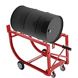 CUBELLIN 55 Gallon Drum Cradle 600lbs Capacity Oil Drum Rack with Retractable Drawbar and Wheels Steel Drum...