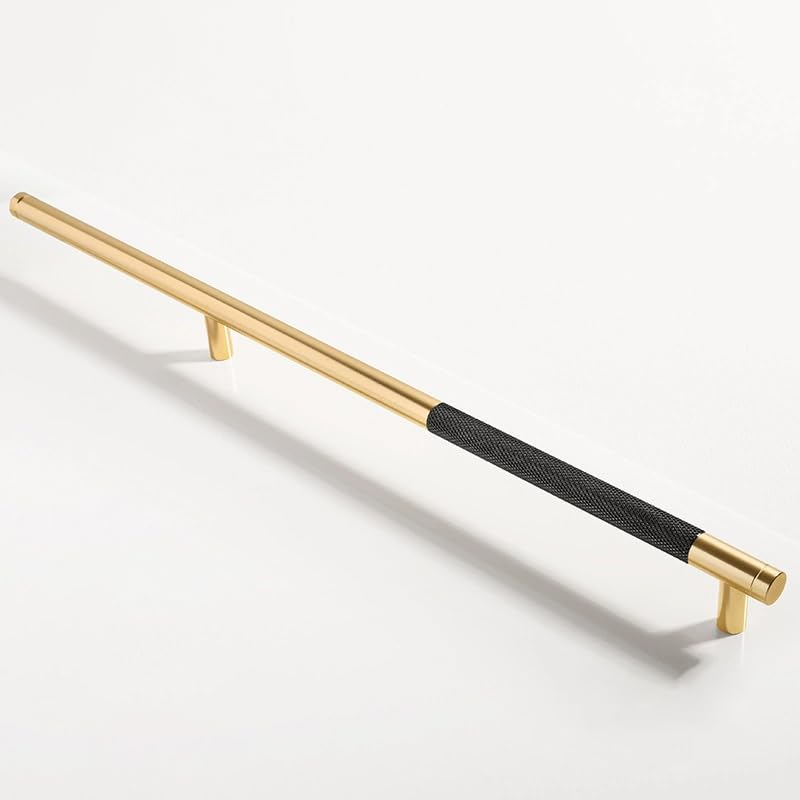 Pexintek 2 Pack Gold Modern Cabinet Handles 256mm Hole Centers Kitchen Bathroom bedrooms Study Furniture Door Vintage Pulls with Screws for Cupboards Drawer Wardrobe Dresser (Golden Black)
