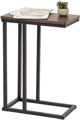 Iris Ohyama, Tavolino, Tavolino da caffè, Tavolino per computer, Facile da montare, Risparmio di spazio, Design, Moderno, Ufficio, Camera da letto, Soggiorno -C-Shape Side Table SDT-L - Marrone