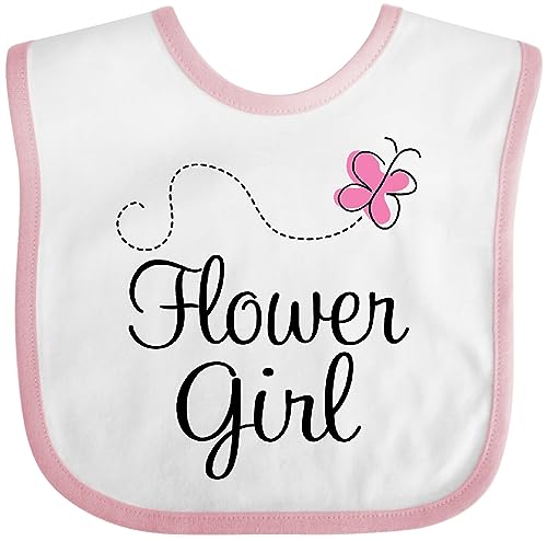 inktastic Flower Girl Wedding Butterfly Baby Bib White and Pink C51b