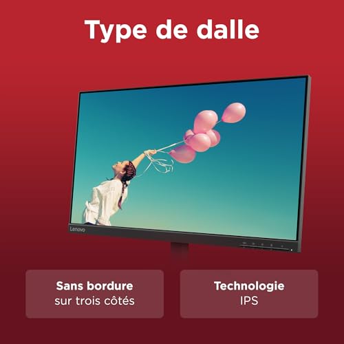 Lenovo L24-4e - Écran 23.8'' FHD (IPS, 100 Hz, 4 ms, HDMI+VGA, Cable HDMI) - Noir