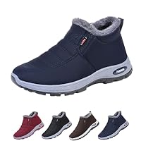Winter Boots for Women Uk,Waterproof Orthopedic Boots for Women,Men and Women's Winter Snow Boot,Fur Lining Slip on Outdoor Warm Ankle Booties,Walking Fur Fuzzy Arch Support Booties