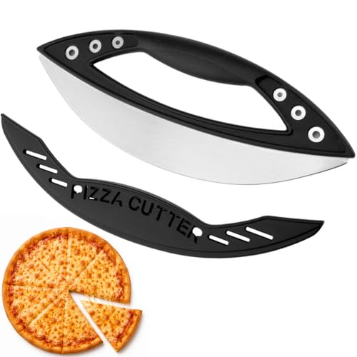 Stainless Steel Rocker Pizza Knife 12 In Dishwasher with Cover