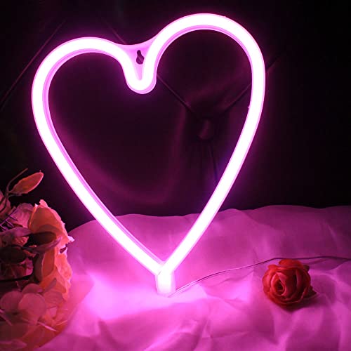 Letreros de neón con forma de corazón, luces LED nocturnas para d...