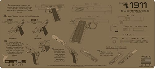 Cerus Gear Cleaning Promat mit 1911 Bushingless Bull Barrel & Anleitungsgrafiken, vielseitige Pistolen-Reinigungsmatte, ideal für jeden Schreibtisch oder jede Werkbank, 30,5 x 68,9 cm Cover