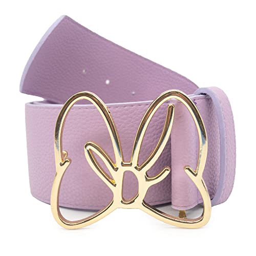 Disney Belt, Minnie Mouse Gold Bow Buckle, Lilac, Vegan Leather Belt2