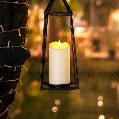 Image of Homemory Outdoor Waterproof Flameless Candles, LED Candles, Battery Operated Candles with Remote and Timers, Electric Fake Plastic Pillar Candles, Ivory White, D3 H4 5 inch 6 inch 8 inch 8 inch, Set of 5