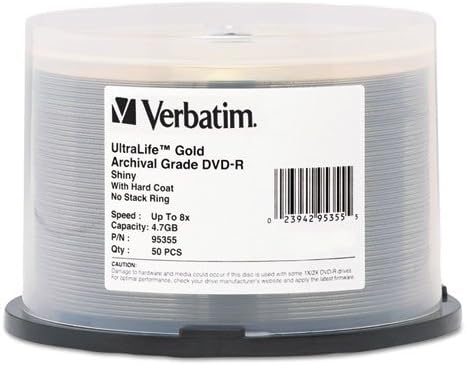 2K44546 - Verbatim UltraLife 95355 DVD Recordable Media - DVD-R - 8x - 4.70 GB - 50 Pack Spindle