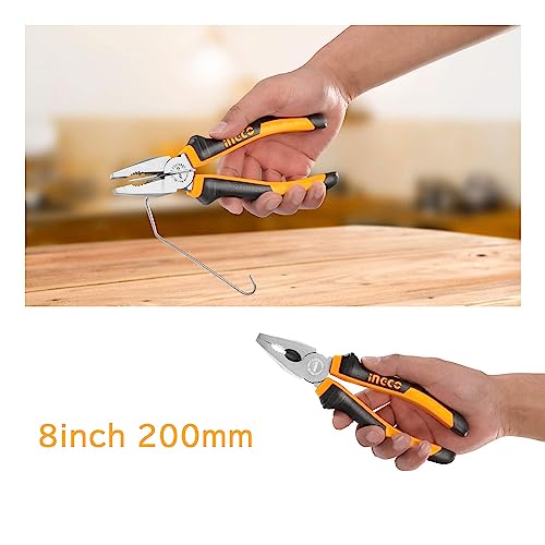 Ingco Pliers Tool Set, 3Pcs Small Plier Set, 8 Inch Combination Pliers, 6 Inch Diagonal Cutting Pliers, 6 Inch Needle Nose Pliers Hkps08318 #TOP2