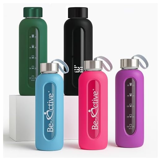 Be-Active Botella de agua de vidrio ahora con tapa de rosca negra mejorada 2025 - Times to Drink - 1 litro