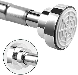 Shower Curtain Rod, JiGiU 100-170cm Extendable Tension Pole Tension Curtain Rod Shower Curtain Rail Stainless Steel Extendable Pole for Bathroom,Shower Windows