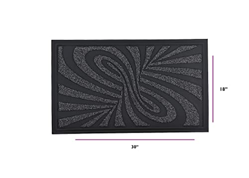 Superio Non-Slip Welcome Doormat For Entry, 18" X 30" Indoor/Outdoor Mats For Entrance, Waterproof, Easy Clean, Low-Profile Matt For Garage, Patio, High Traffic Areas, Grey, Abstract Design #TOP2