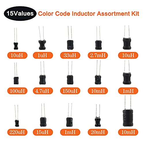 image for Yetaida 160 Pcs Choke Coil Inductors, 15 Values1uH to 220uH 1mH to 20m