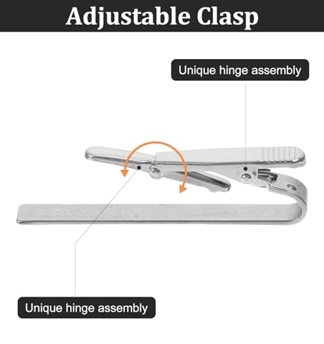 3 Pack Silver Tie Clips for Men, Classic Tie Clips for Men Silver with Adjustable Clasp Ideal for Professional Office Wear and Formal Events3