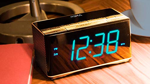 iTOMA Electronic Alarm Clock Radio-Bluetooth Stereo Speakers,FM Radio,Dual Alarm,Snooze,Brightness Dimmer,USB Charging Port,Backup Battery(CKS3501BT) - Thumbnail 5