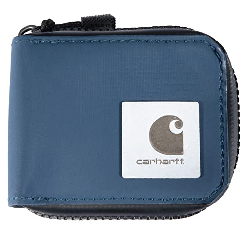 Carhartt Men's Canvas Zip, Durable Zippered Wallets, Dark Blue
