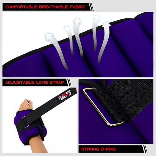 Image of Adjustable Ankle Weights, 2 3 5 lb 1 Pair Strength Training Wrist Leg Arm Weights for Women, Men, Weighted Ankle Weight Set with Removable Sandbags for for Gym, Fitness Workout, Running Lifting