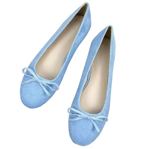 Image of TN TANGNEST Women's Velvet Flats Round Toe Ballet Shoes | Elegant Bowknot Flats Comfortable Casual Slip On Flats for Work