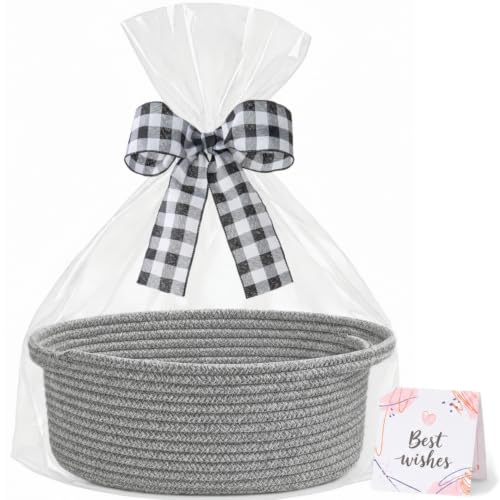 KODOMOORE Gift Basket Empty, Small Baby Shower Basket for Gifts, Gray