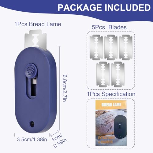 Upgraded Bread Lame Dough Scoring Tool, Magnetic Sourdough Scoring Tool with 5Pcs Blades, for Professional Sourdough Baking&Bread Making Tools, Premium Push-pull Handle Lame Bread Tool Easy to Clean - Thumbnail 5