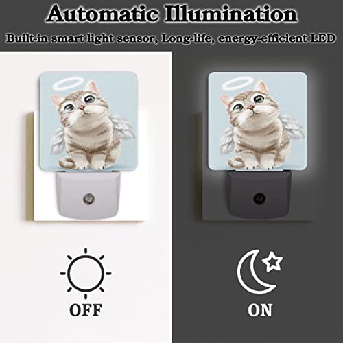 Pardick Cute Aninmal Cat Plug In Night Light Set Of 2, Angel Cat Led Nightlights Auto Dusk To Dawn Sensor, Nightlight Lamp For Kids Rroom Bedroom Bathroom Kitchen Hallway Nursery Stairs Home Decor #TOP2