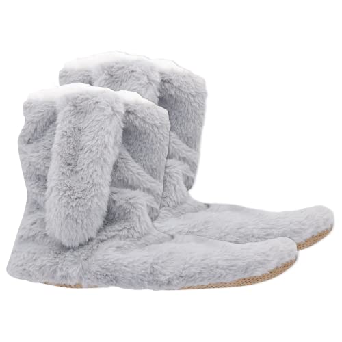 K. Bell Womens Fluffy Bunny Slippers - 1 Pairs Soft And Dreamy Comfortable Fashion Gifts Socks, Fluffy Bunny (Grey), 4-10 US