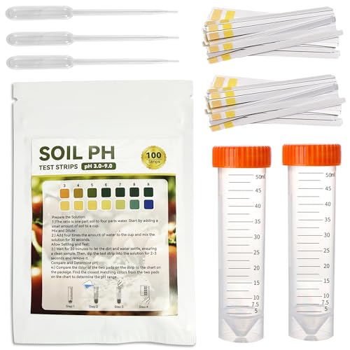 Joycabin 100 Boden-pH-Tester Kit, ph Wert Boden Messen, pH-Messbereich 3,0-9,0, pH-Teststreifen für Boden, Säure Test Messgerät für Garten, Rasen, Bauernhof, Gemüse, Pflanzen