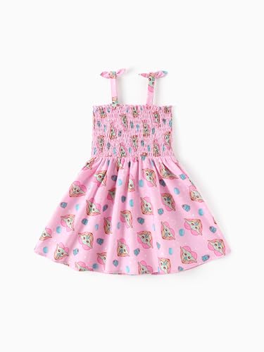 Image of Disney Princess Frozen Elsa Minnie Stitch Toddler Girl Dress Bow Tie Straps Smocked Summer Outfit Birthday Party Clothes 2-9Y