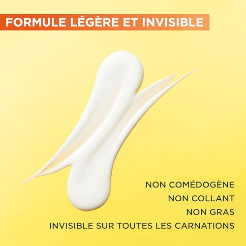 Garnier SkinActive - Fluide Anti-Taches & Anti-UV Quotidien - Invisible - SPF 50+ - Protège & Réduit les Taches - Soin Visage Enrichi en Vitamine C - Tous Types de Peau - 40 ml