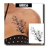 UBICA 2 Sheets Semi Permanent Tattoos, Temporary Tattoo for Women & Girls, Lasts 7-15 Days Water-Resistant Fake Tattoo Stickers, Realistic Flower Design for Party, Non-Reflective & Safe for Skin
