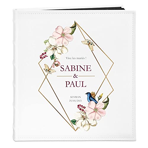 Maverton Album Photo à Personnaliser - Livre Photo Personnalisé avec la Couverture imprimée - Cadeau Mariage - Cadeau Personnalisé - Album Scrapbooking avec 30 pages noires - Mariés