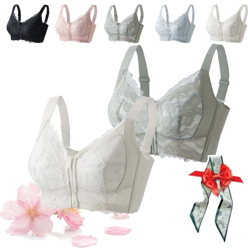 Senorita Zip up Bra - Powerful Support Comfy Bra,Ultra Soft Front Zip Wireless Lifting Bras