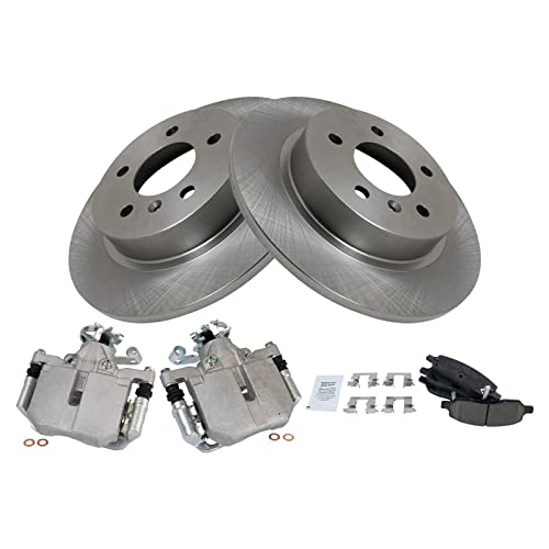 Image of TRQ Rear Brake Pad and Rotor Set Ceramic Solid Rotors Calipers | For 2006-2011 Buick Lucerne Cadillac DTS