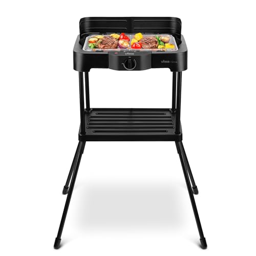 Ufesa Barbacoa Eléctrica 2300W con Parrilla, Termostato Regulable y Microinterruptor de Seguridad, Indicador de Encendido, Fácil de Limpiar, Ideal para Interior y Exterior, Color Negro